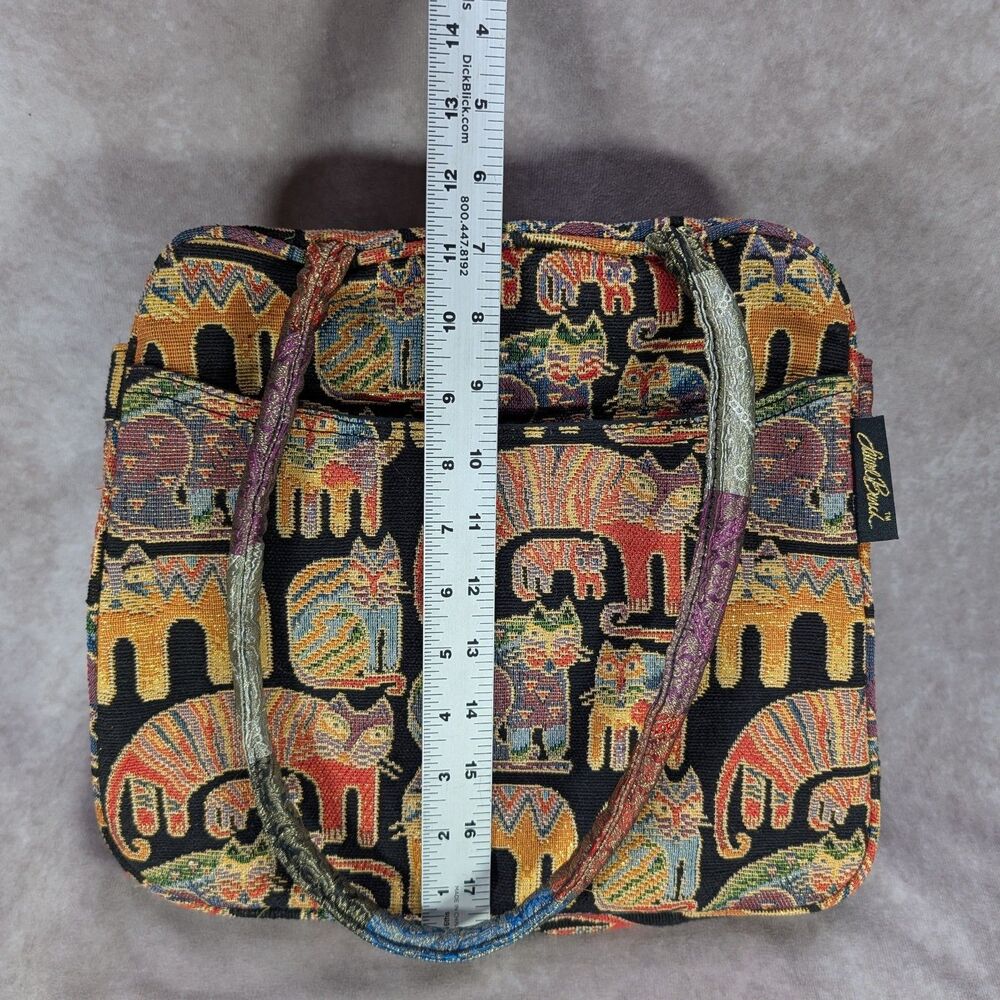 Laurel Burch Feline Cats Tapestry Bag Purse Hook And Loop Custom Zipper Pull Tag - Picture 12 of 12